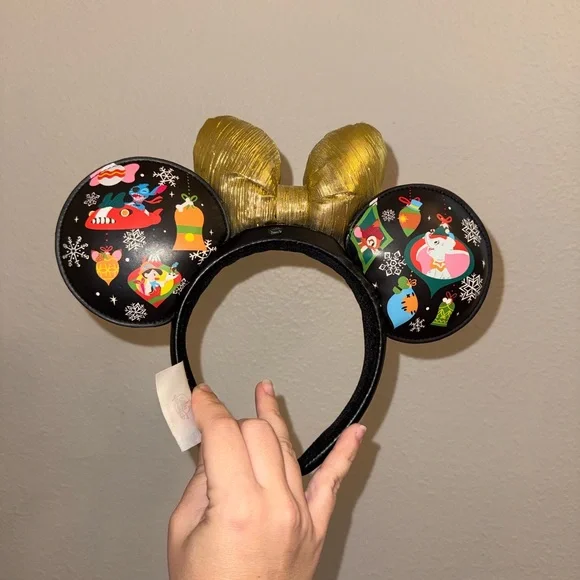 Disney Parks Christmas Holiday Light-Up USB Minnie Golden Bow Ear Headband 🖤 - Picture 4 of 7